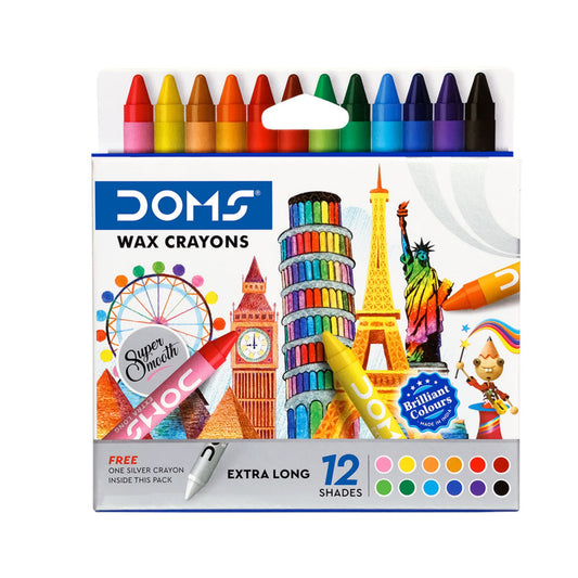 Dom's Wax crayon Extra Long Pack of 12 shades ( 2 pack)