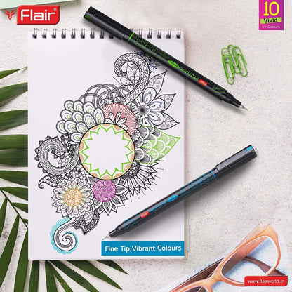 Flair Hotline Fine liner - Fine Tip, Vibrant Colors ( Pack of 10)