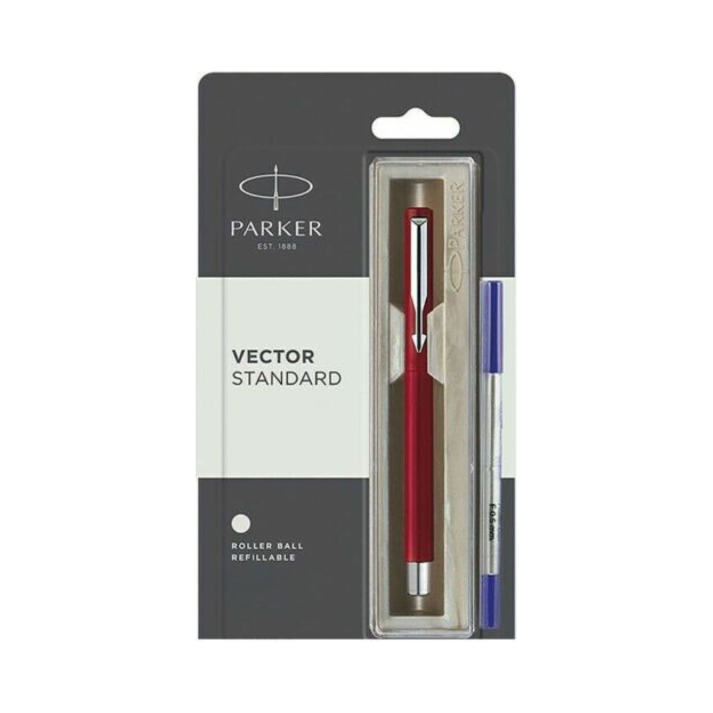 Parker Vector Standard Roller Ball pen chrome trim, Maroon Body, with Refil