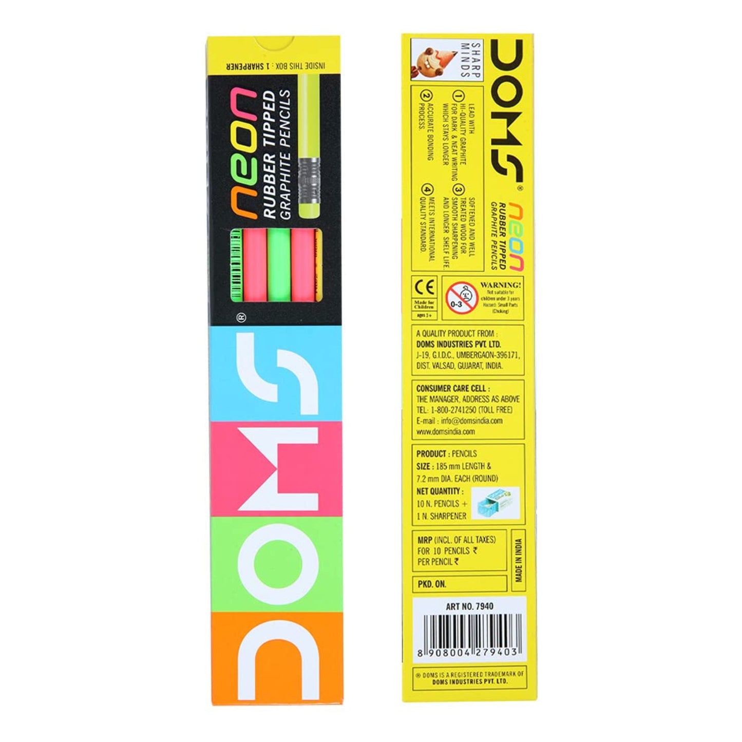 Dom's Super Dark Neon Eraser tipped Super Dark Graphite Pencil (pack of 20)