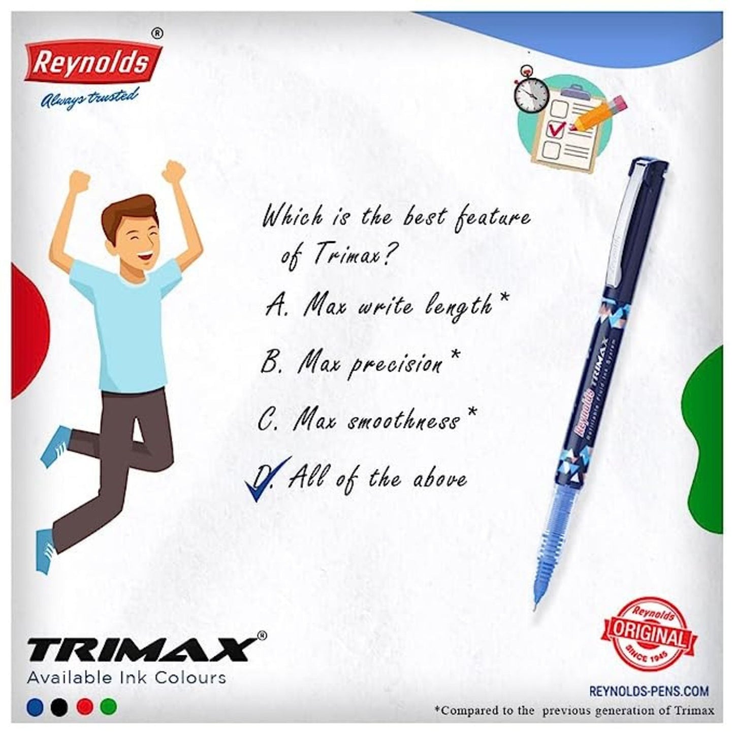 Reynolds Trimax 0.5 mm Ink Pen ( Pack of 2)