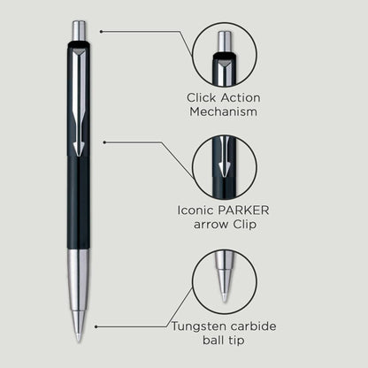 Parker Vector Standard Ball pen chrome trim, Black Body